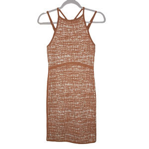 Ramy Brook Dress Strappy Orange Textured Bodycon 100% Cotton Women's Size Small